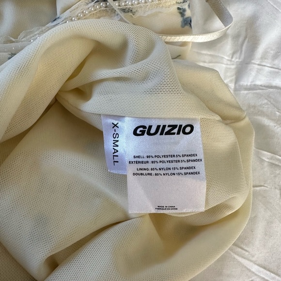 Danielle Guizio Floral Mini Dress with Pearl Trim NWOT XS - Picture 4 of 7